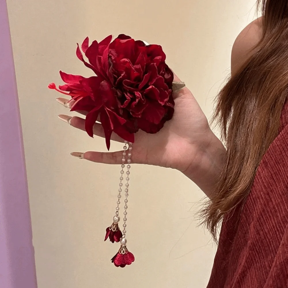 Fashion Tassel Hanfu Hair Accessories Colorful Ancient Style Chinese Style Hair Clip Side Clip Headpieces Flower Hairpin Girls