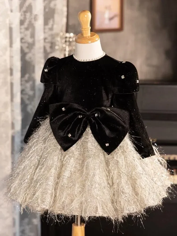 New Children\'s Evening Gown Host Piano Performance Wedding Birthday Party Flower Girl Dresses A4209 Vestidos Bridesmaid Dresses