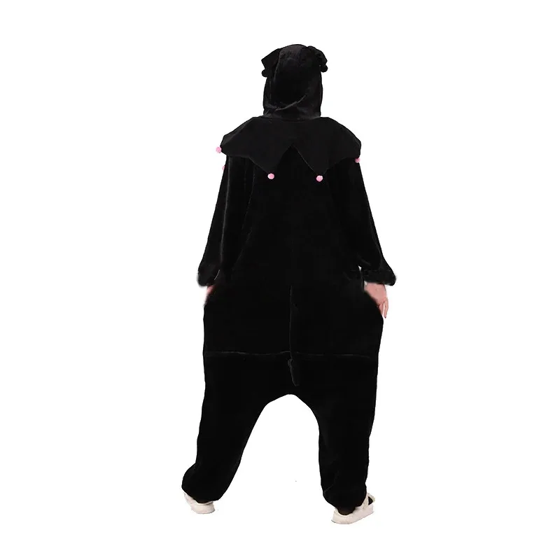 Kuromi Kigurumi Women Onesies Anime Pajamas Cartoon Clothes For Adults Boy Girls Full Body Pijamas Flannel One-Piece Bodysuit