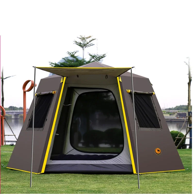 

Quick open park tent, outdoor camping, folding portable family tent, multifunctional thickened waterproof double layer tent