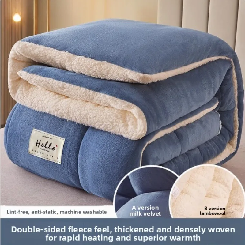 Thickened Milk Velvet Quilt Lamb Wool Autumn Winter Comforter Dormitory Single Double Winter Quilt Thickened To Keep Warm