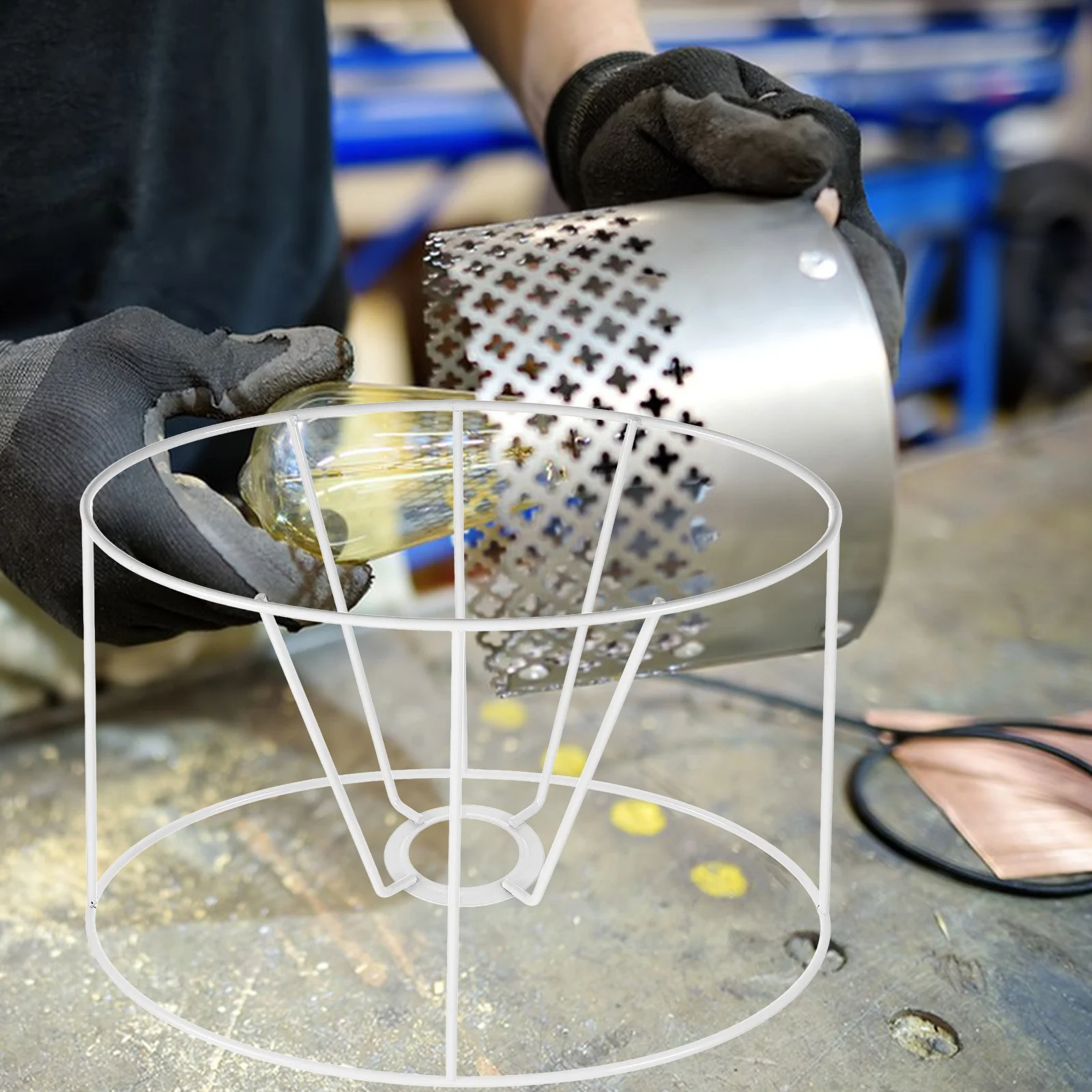 

E27 металлический абажур в клетке, железная проволока, абажур, кольцо, защита лампочки, регулируемая, устойчивая к ржавчине, винтажное декоративное освещение