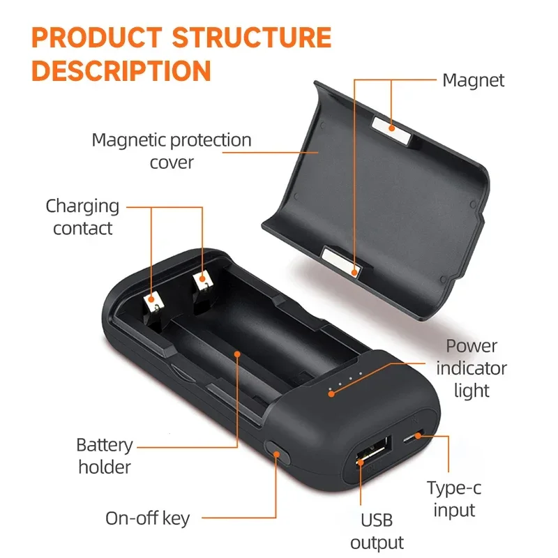 DLGpower18650 Multi-function Li-ion Battery Charger Portable Type-C 2 in 1 Detachable USB Mobile Power bank