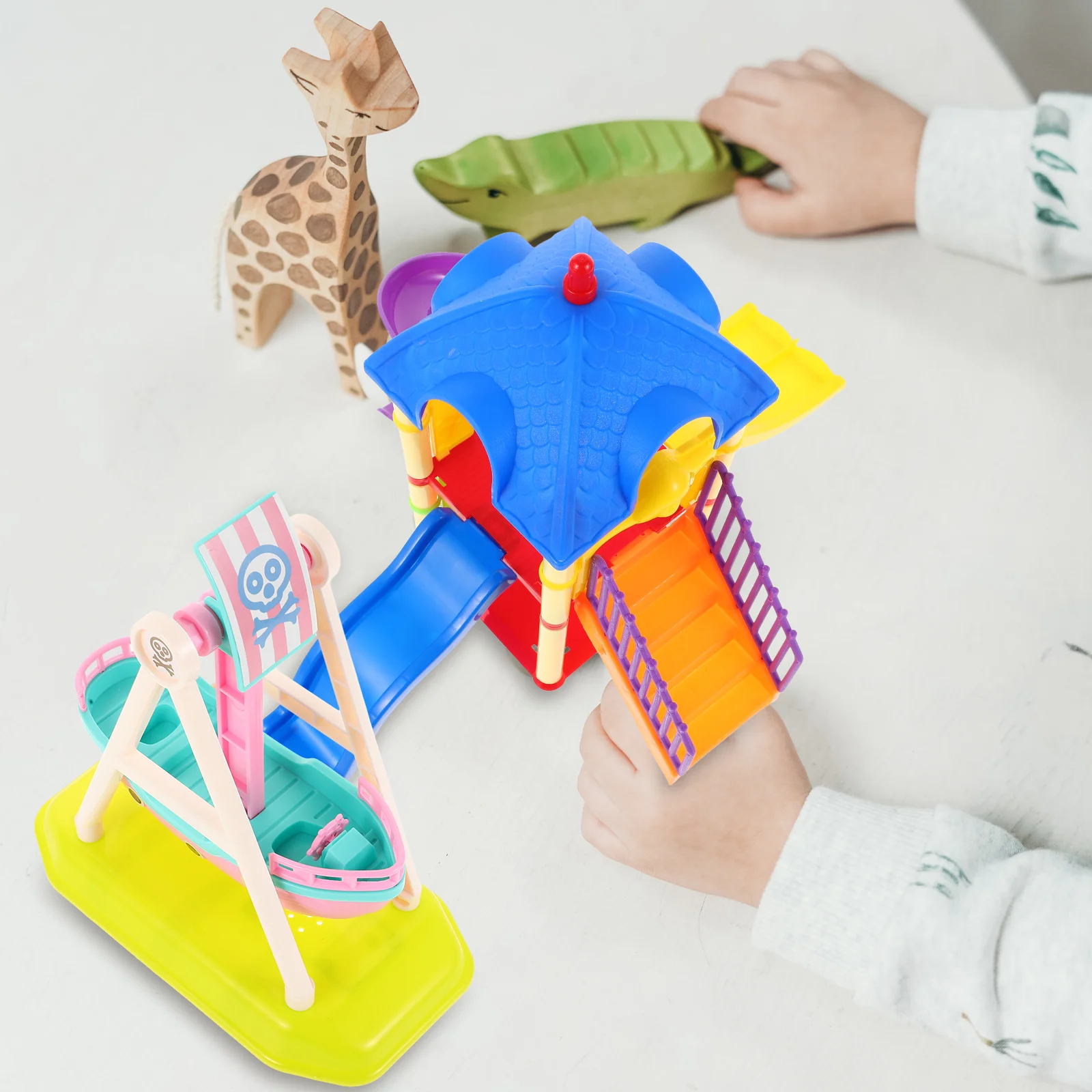 Maison de course l'inventaire pour enfants, accessoires de construction, modèle de scène pour enfants, aire de jeux, jouets, 2 pièces