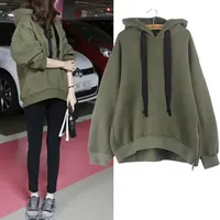 2020 Autumn/Winter New Style Korean Women's Fleece-Lined Hooded Loose Fit Fashion Long Sleeve Sweatshirt Jacket Slimming Trendy