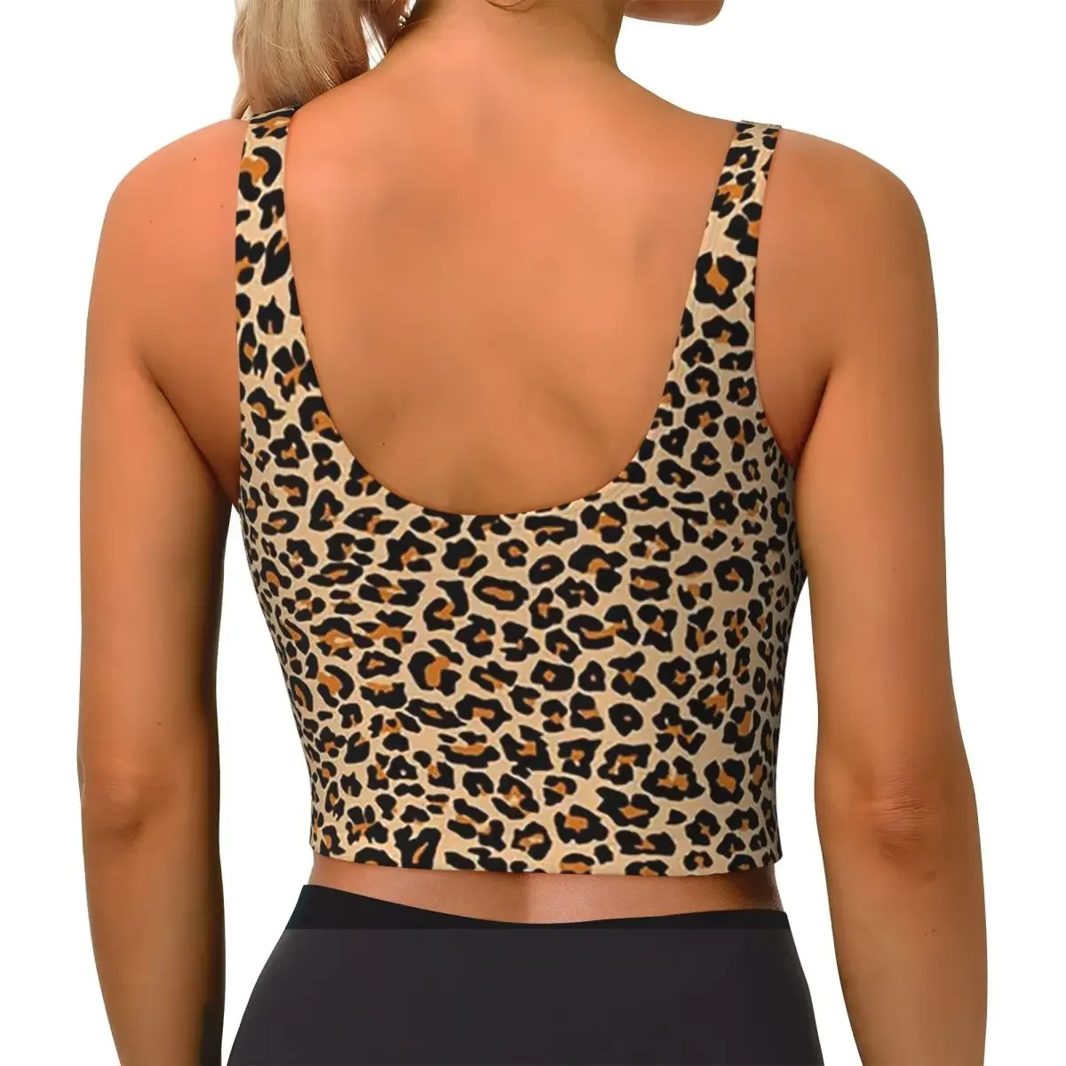 Custom Leopard Spotty Print Face Mask Women Sports Bras High Impact Vest Gym Workout Yoga Crop Tank Top