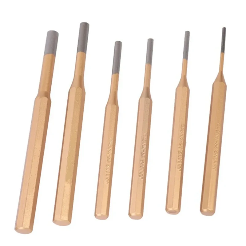 6 Pieces 3-8Mm Cylindrical Punch Chisel Alloy Steel Steel Round Head Center Punch Chisel Percussion Punch Needle Hand Tools