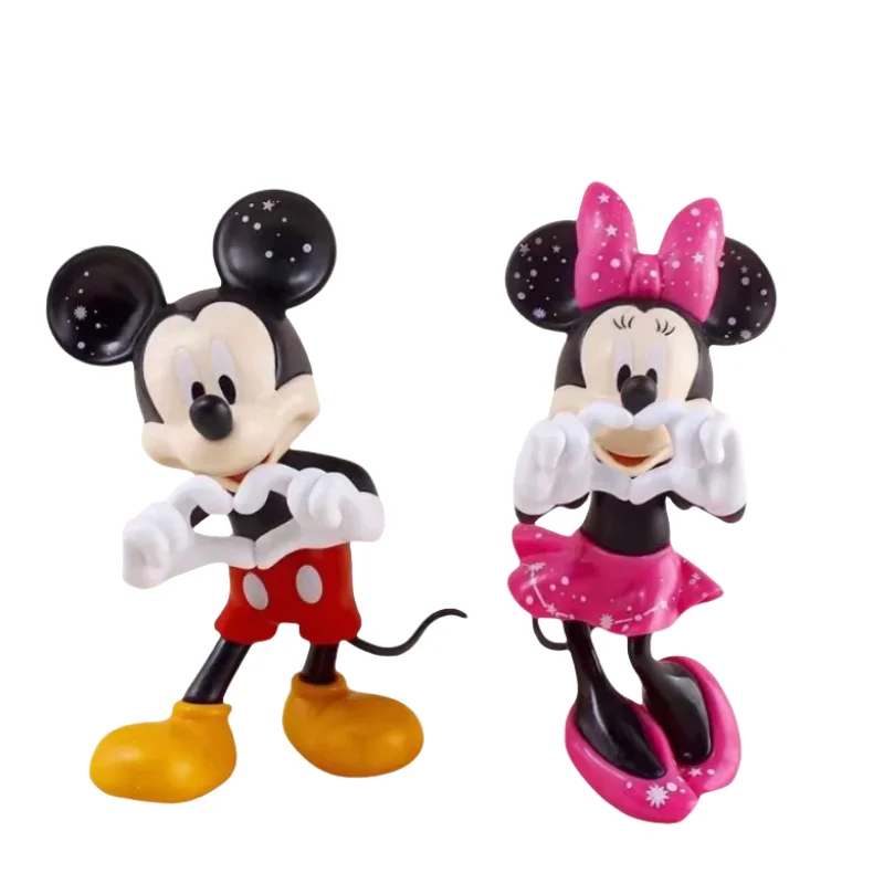 Disney Mickey Minnie Figure Animation Cartoon Heart Ornament Car Toy Kawaii Cute Boy Girl Decoration Birthday Gift Wholesale