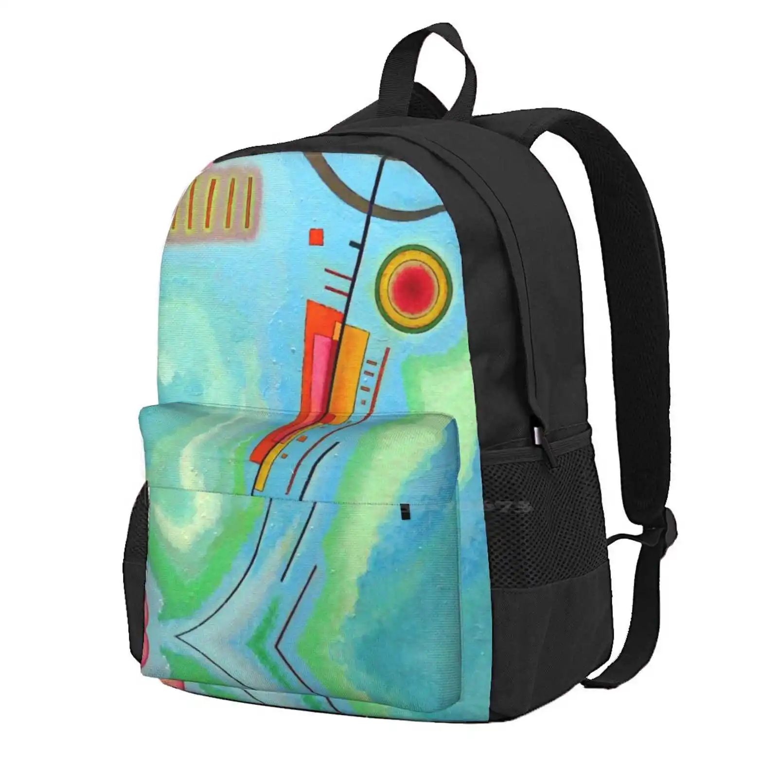 Wassily Kandinsky-Luminoso School Storage Bag Student's Backpack Kandinsky Abstract Cubism Russian Green Turquoise Teal