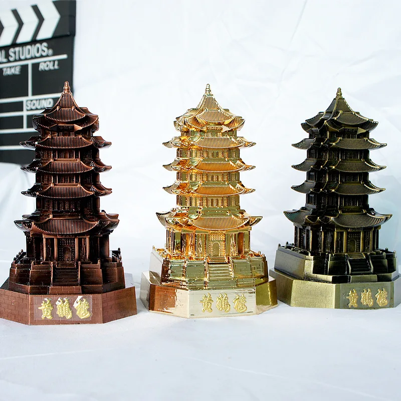 

Tri-color model of yellow crane tower, a metal gift tourist memorial