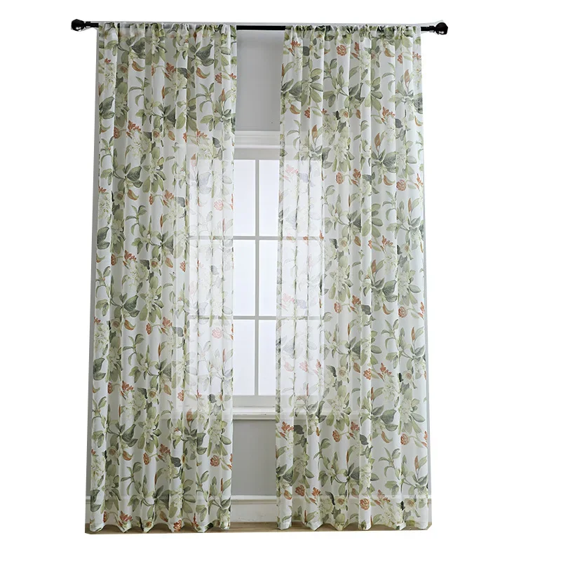 PP1002American printed cotton and linen window screen small curtain semi-blackout curtain fabric