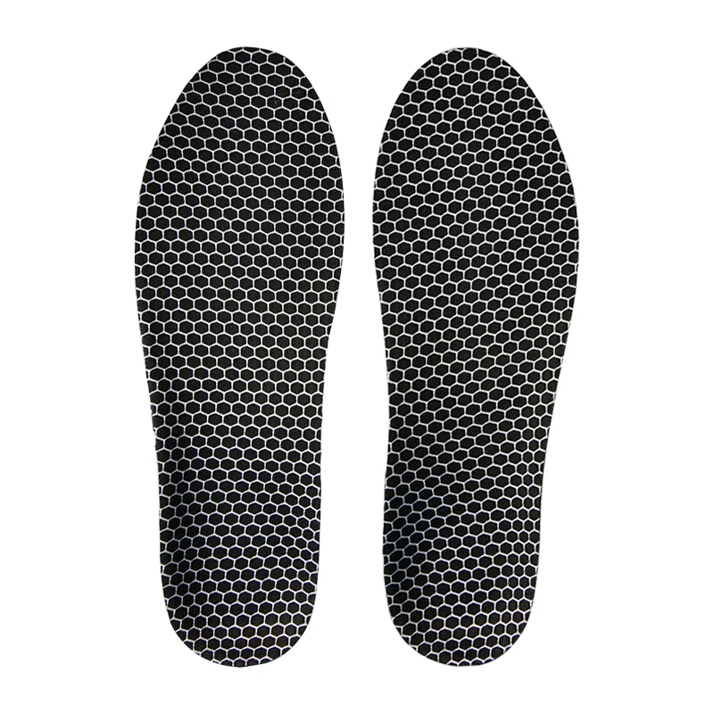 Schwarze orthopädische Einlegesohlen mit Fußgewölbestütze, stoßdämpfende Sporteinlagen, atmungsaktive, geruchshemmende Schuhpolster für Laufen, Gehen und Training – Detail 7