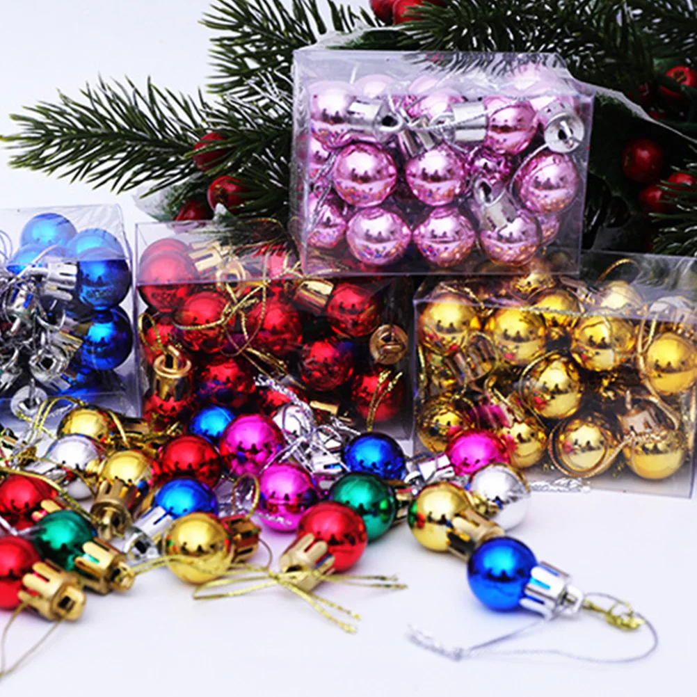 

24pcs 2Cm Christmas Pendant Miniature Ball Hanging Decor Xmas Tree Ornaments Party Accessories Holiday Gift Plastic Hanging