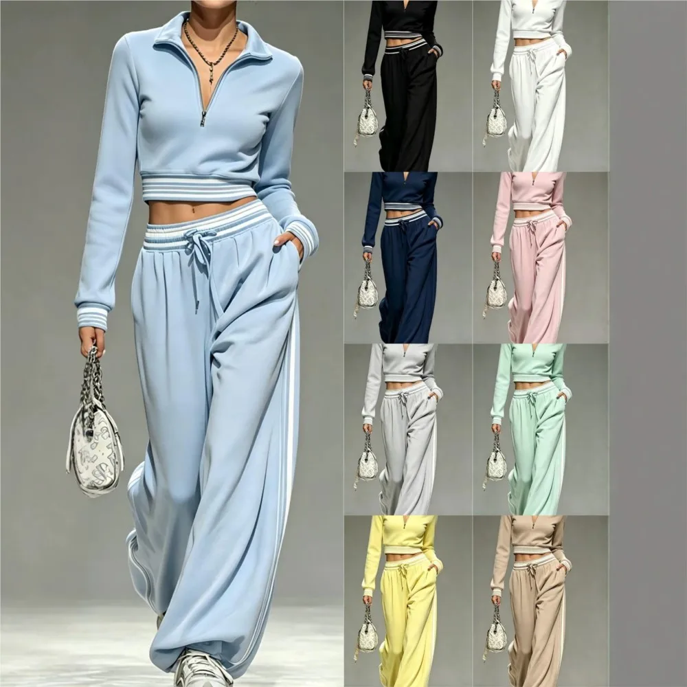 MsChuh Casual Woman 2 Piece Set Outfit Women's Matching Sets Two Piece Set Woman Pants Temperament Simple Style Sports Commuting