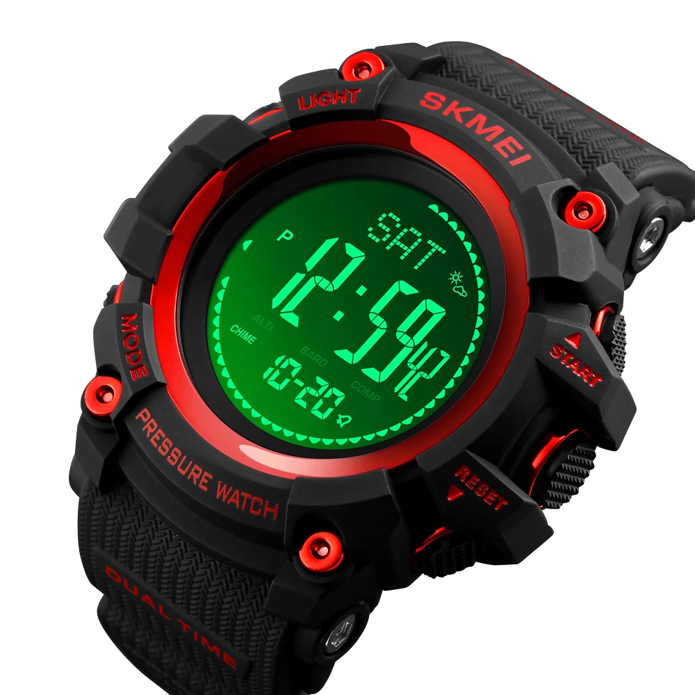 SKMEICompass Mileage Waterproof  New Fashion Back Light Digital Sport Watches Men Altimeter Date Alarm Wristwatch reloj hombre