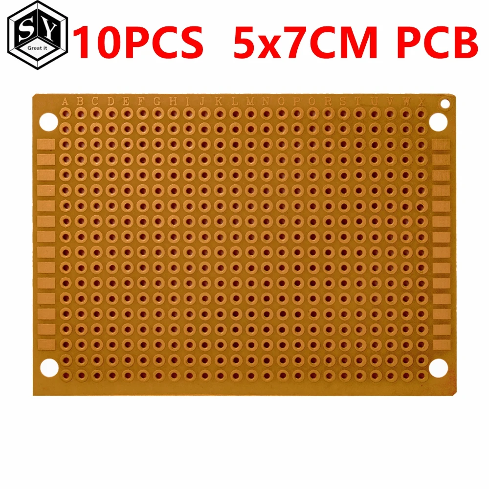 10PCS  5*7 PCB 5x7 PCB 5cm 7cm DIY Prototype Paper PCB Universal Board yellow