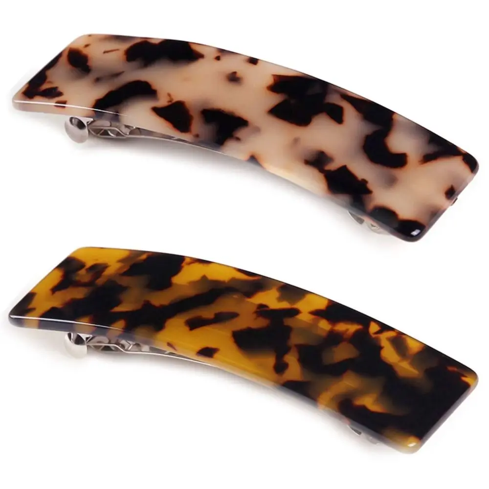 Acetate Acrylic French Hair Barrettes Automatic Curved Rectangle Styling Resin Spring Hairpin Hair Accessories