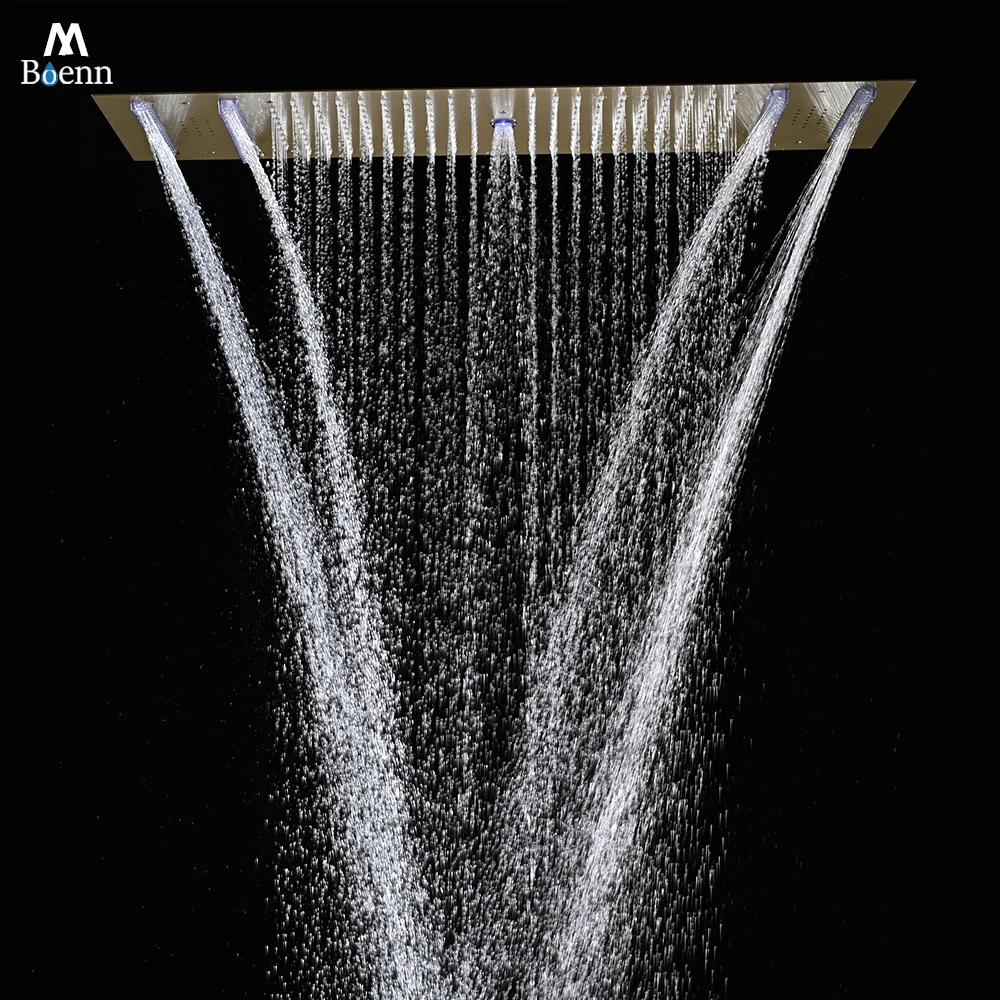 

M Boenn 4 Functions Black Shower Head Bathroom Rainfall Shower Panel Embedded Ceiling Emotional Appeal Couple Showers Experience