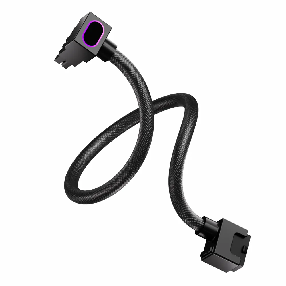 

AIJS GPU8pin Extension Cable ARGB Light with 5V 3Pin,18AWG 90° Right-Angle Design Male-to-Female Graphics Card Extension Cable