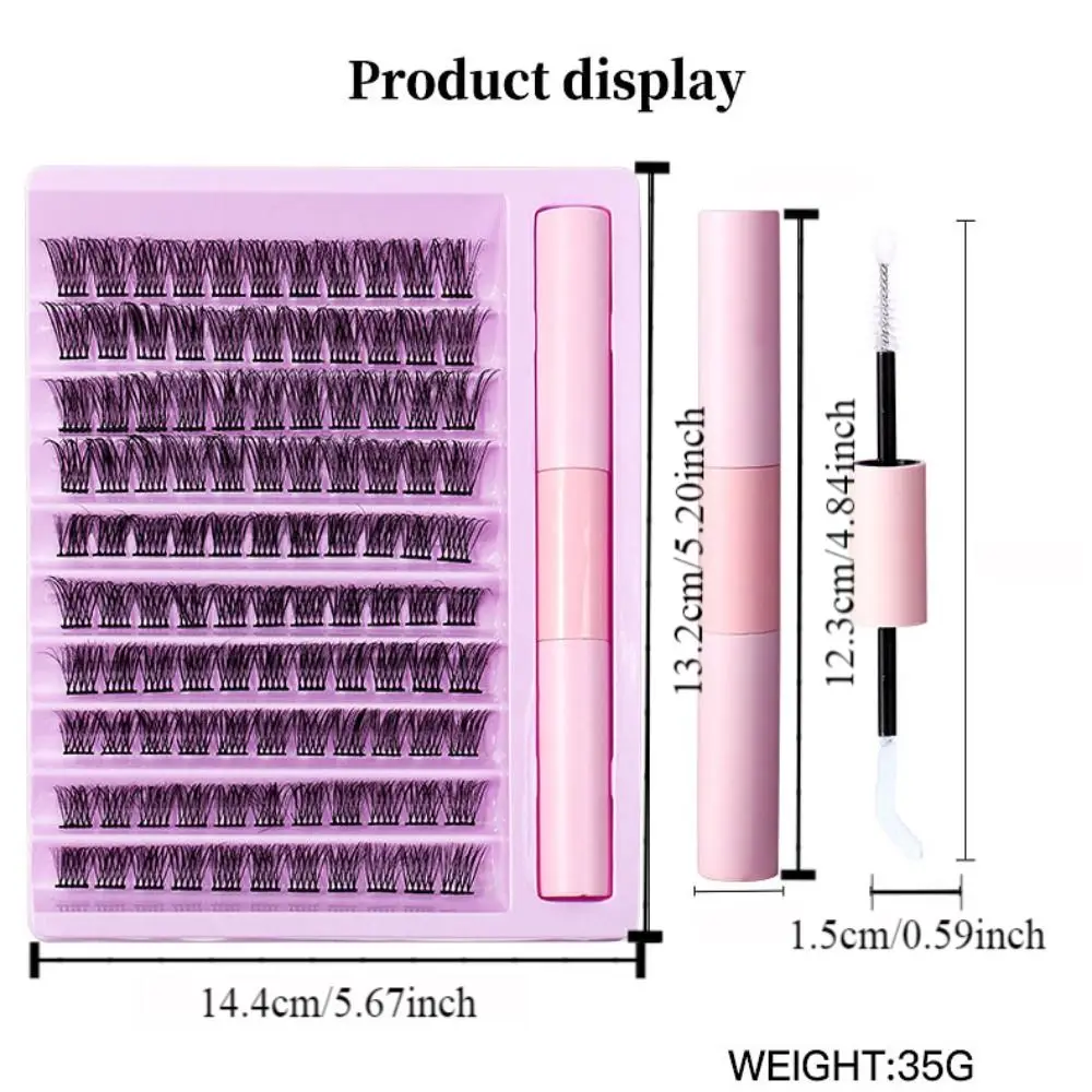 10-rzędowy zestaw rzęs z wiązaniem rzęs i pędzelkiem do noszenia wygodnych rzęs klasterowych Naturalne hipoalergiczne narzędzie do makijażu