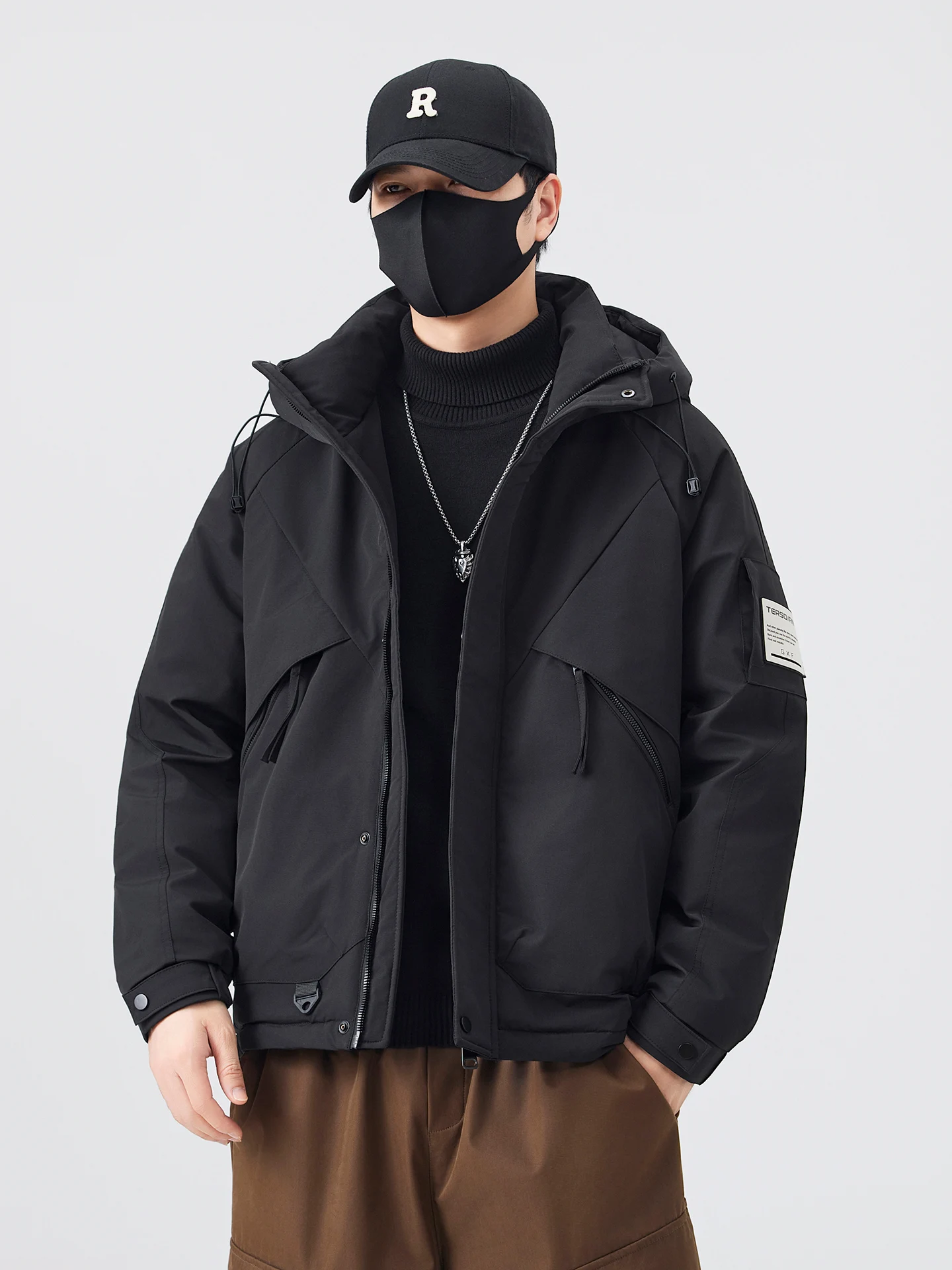 

Men's Thiened Outdoor down Jaet Autumn Winter Warmth Retro Loose Fit Hooded Cold Resistance Polyester Fiber Bicycle Climb...