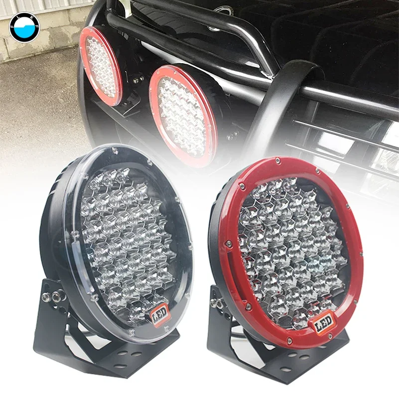 1 pcs Round 9 inch LED Work Light Bar 185W led work light For SUV ATV 4WD Spot flood beam Red black led driving lights