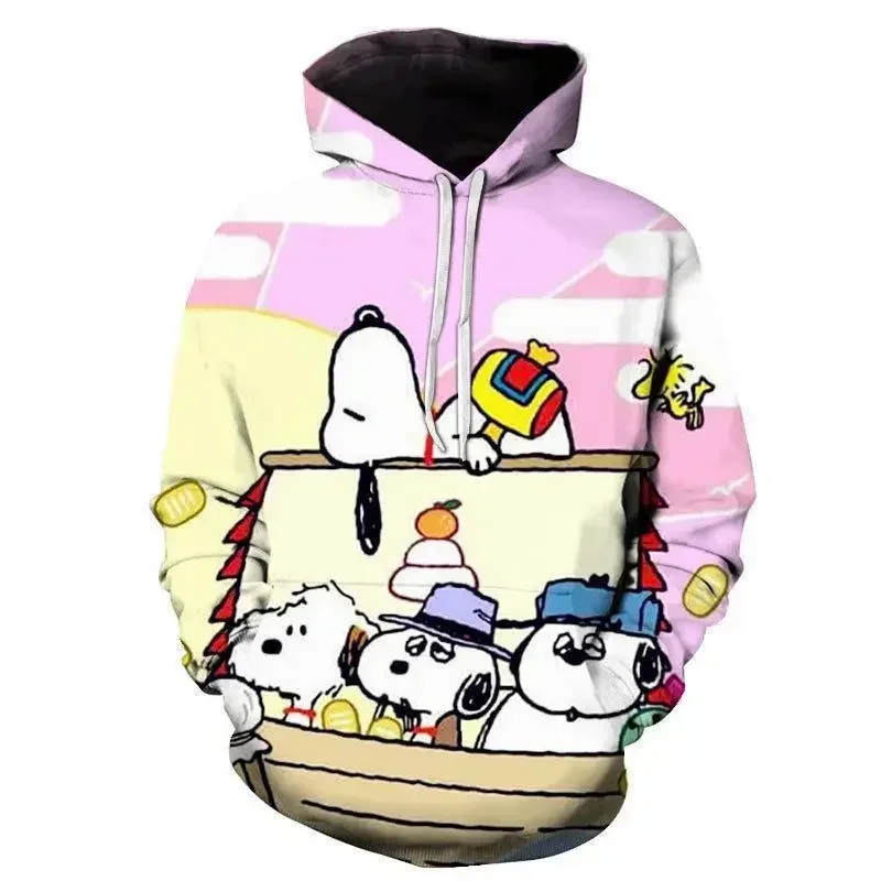 2024 Hot sale Snoopy 3D Printed Boys and Girls Spring and Autumn New Fashion Hoodies men’ s Adult Street Leisure pullover