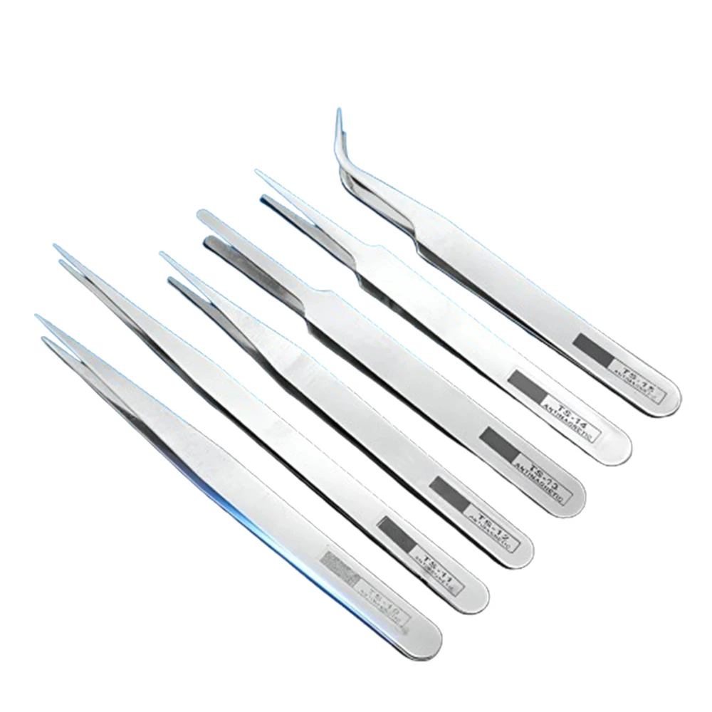 6pcs Tweezers Professional Watch Repair Tool Stainless Steel Straight Curved Tweezers, Quartz Mechanical Watch Detail Repair image 5