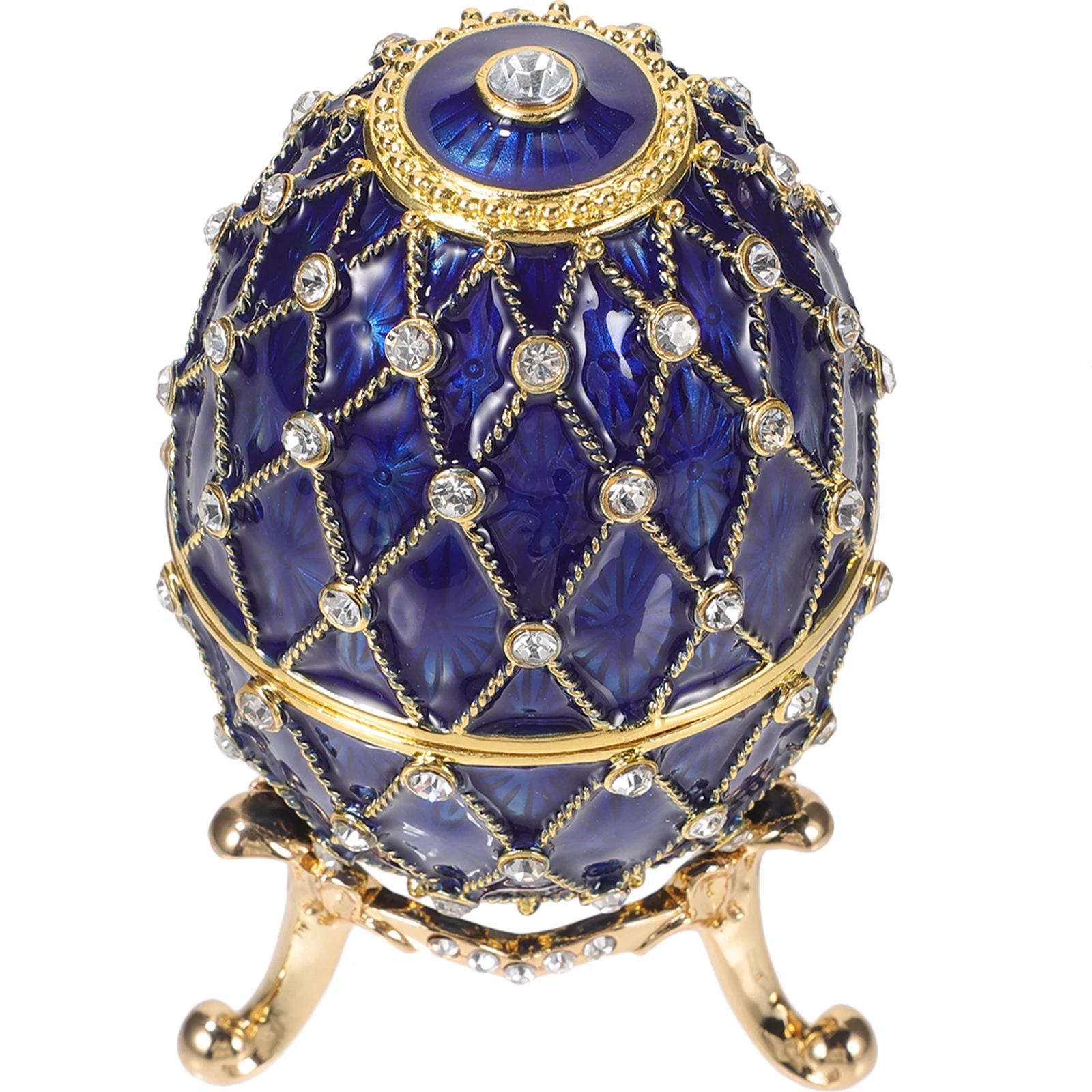 

Easter Egg Decoration Shaped Trinket Boxes Jeweled Hinge Jewelry Case Alloy Storage Decorative