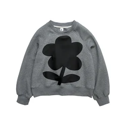 IMAKOKONI original design autumn winter round neck long sleeve grey T-shirt round neck cover casual hoodie 234270