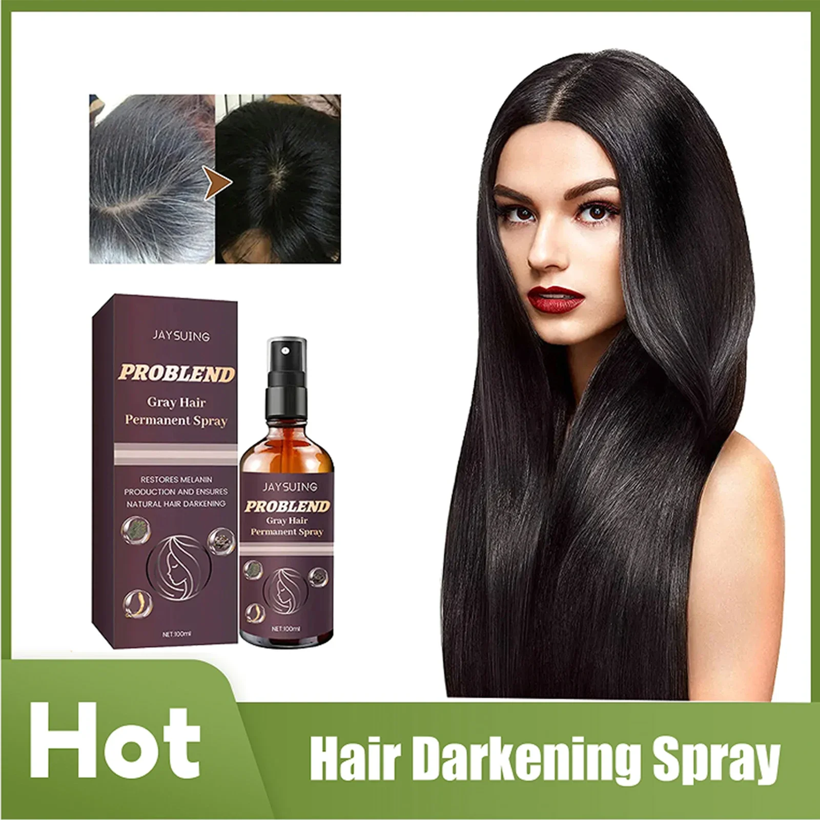 

White Hair Treatment Spray Promote Darkening Hairs Gray Coveraging Nourish Scalp Repair Restore Natural Hair Color Serum Spray