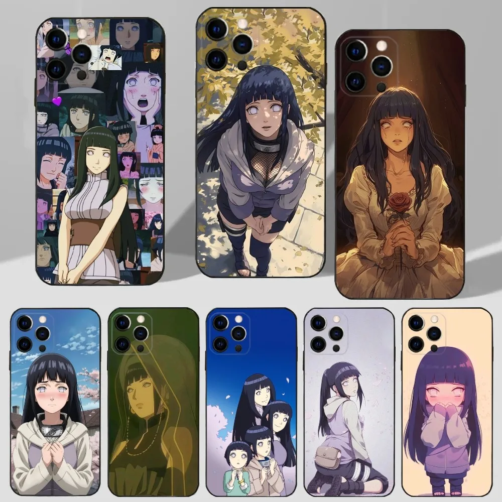 H-Hyugas Anime H-Hinatas Phone Case For iPhone 16,15,14,13,12,11 Plus,Pro Max,XS,X,XR,SE,Mini,8,7 Soft Silicone Black Cover