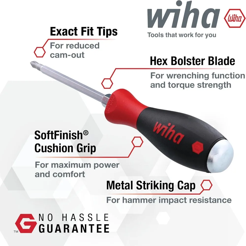 Juego de destornilladores extra resistentes de 7 piezas con puntas ranuradas y Phillips