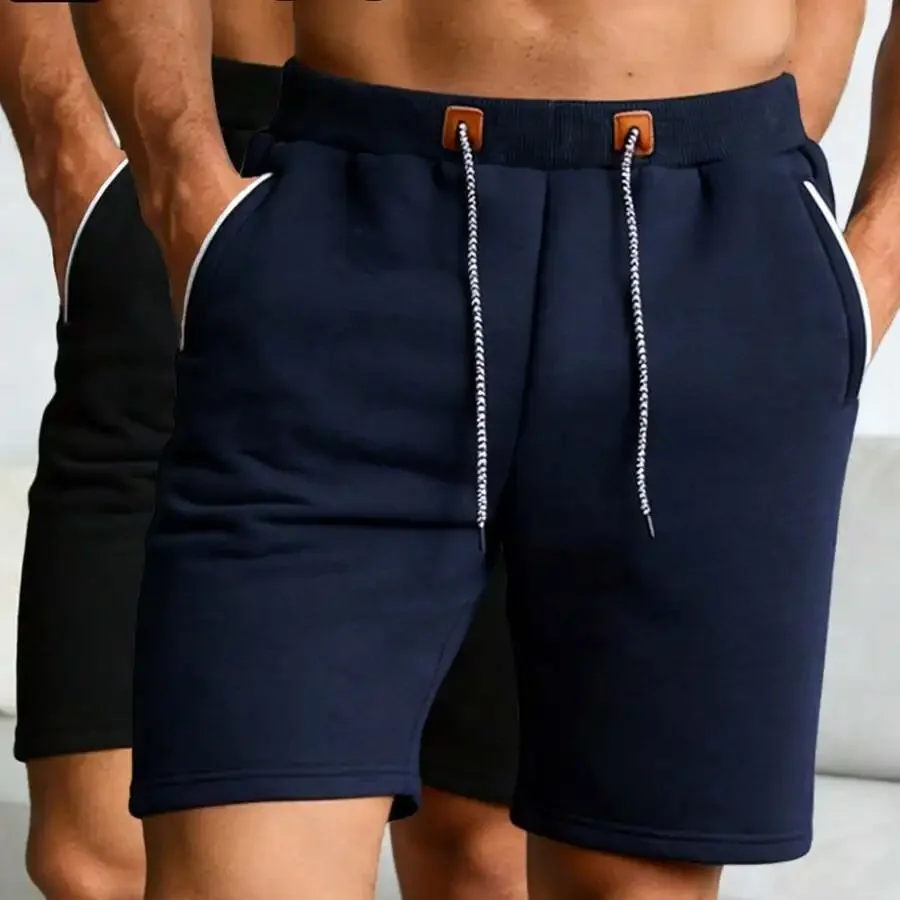 

Mens Breathable Knit Shorts With Pockets Casual Drawstring Elastic Waist Five Inch Shorts For Summer Beach Fitness