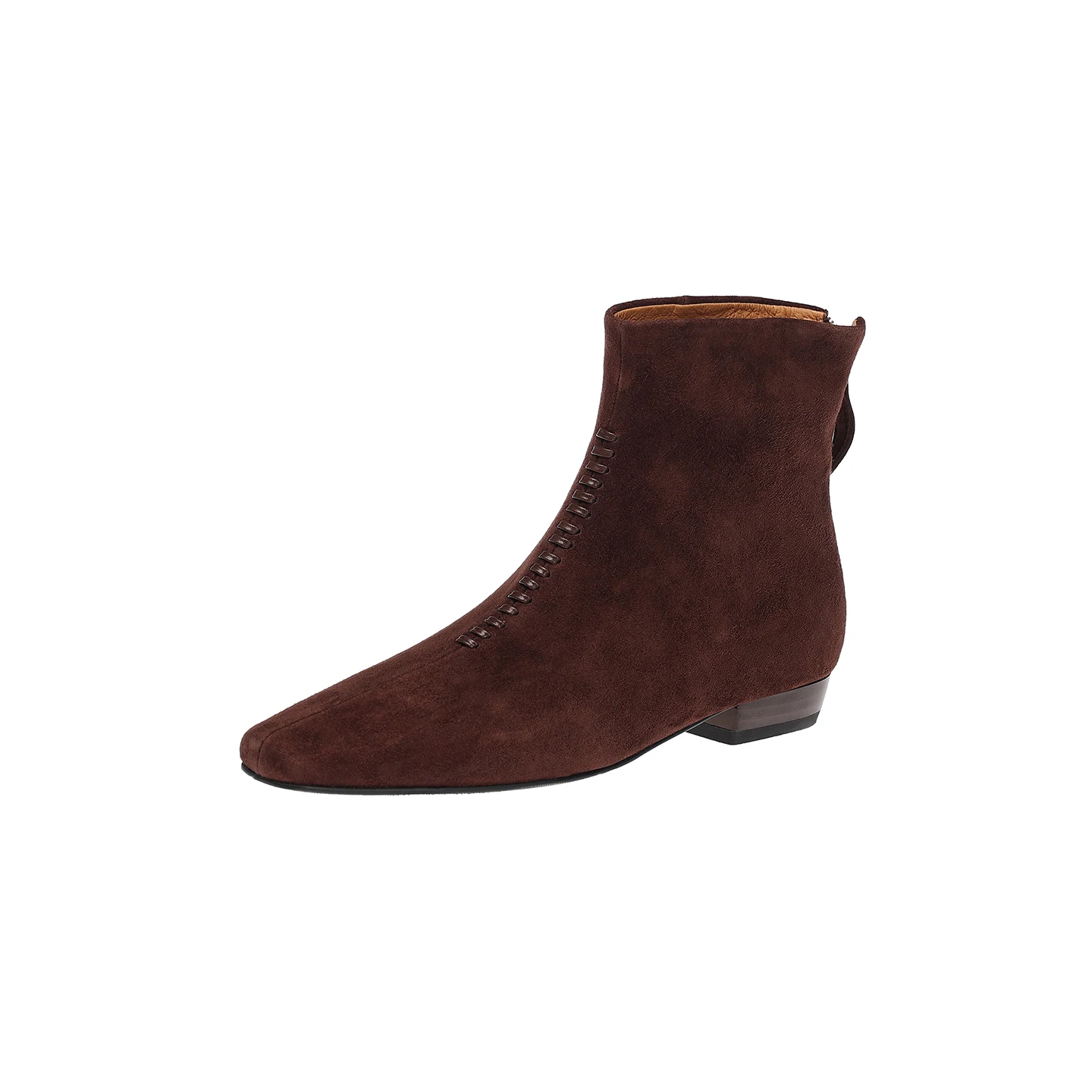 NEW Autumn/Winter Women Boots Genuine Leather Shoes for Women Square Toe Chunky Heel Shoes Zipper Ankle Boots Sewing Daily Shoes