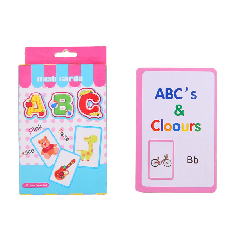 Number Alphabet Fun Flash Cards Kindergarten ABC Uppercase Lowercase English Letters Spelling Kids Learning Educational Toy