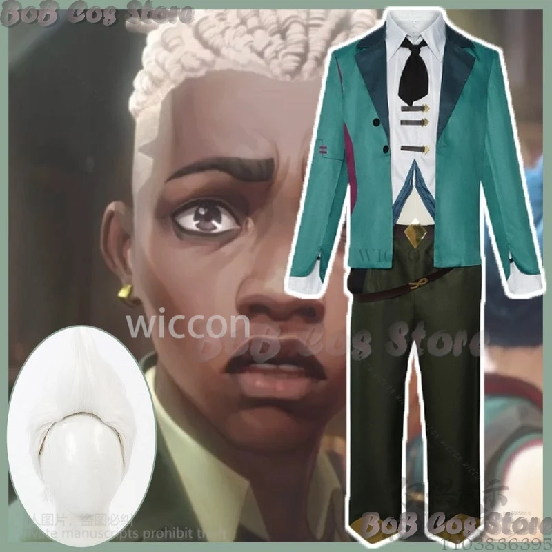 Ekko Cosplay Anime Game LOL Arcane S2 Costume Green Dress Up Suit Uniform Top Pant Wig Man Halloween Christmas Party Customized