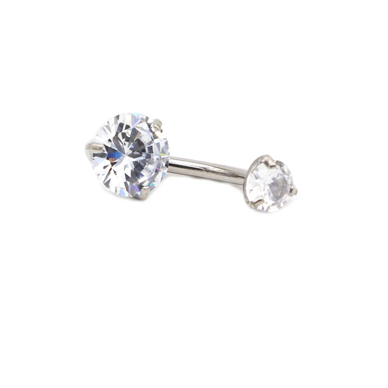 Titanium Belly Bar Crystal Zircon Clear Gem Internally Threaded CZ Women Jewelry Body Piercing Wholesale 14G Bar