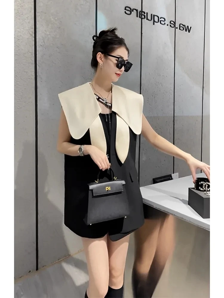 This Year 2024 Spring Autumn Women\'s Explosions Are Popular Small Retro Western-style Fashionable Black Lapel Blazer Vest Coat