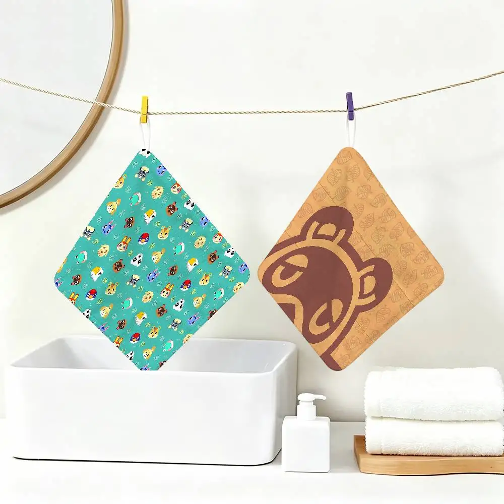 A-Animal C-Crossing Polyester Cotton Hanging Kitchen Towel, Skin Friendly Hand Wiping Towel for Hotel Cafe Household