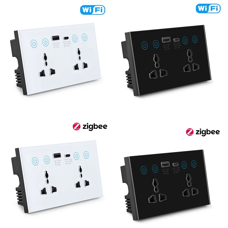 Hot Sale EU UK US Universal Plug Tuya Smart Socket Switch With USB And Type-C Port Outlet Smart Life