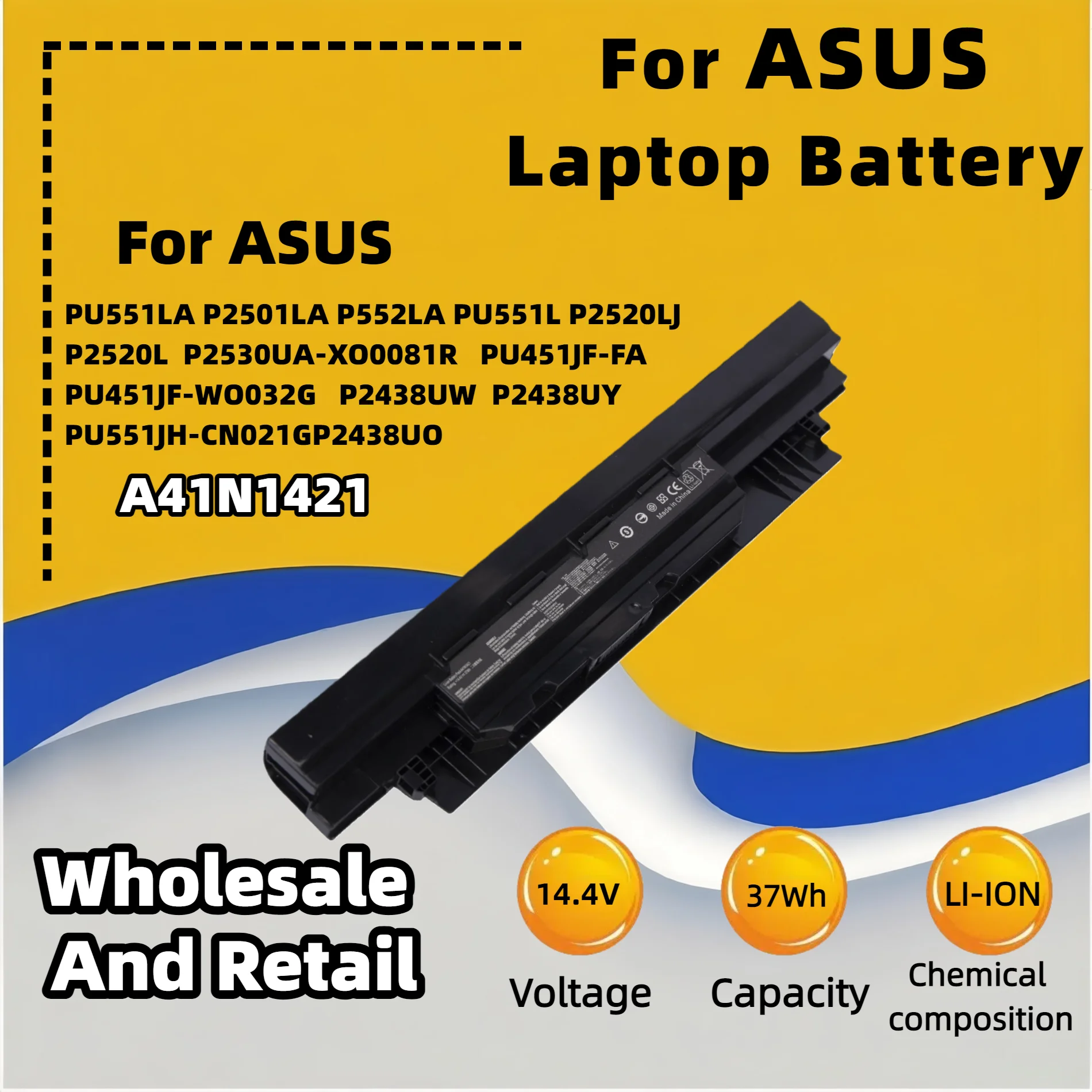 FRLESUI Battery A41N1421 For Asus P2530U/UA P2520L P2520LJ/SA P2430U/UJ P2440U PU450C PU451E PU451LA Laptop Battery