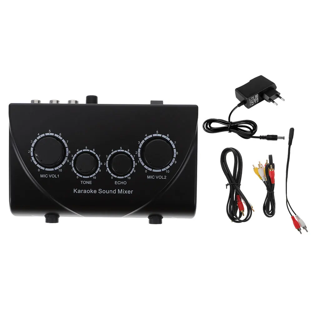1 مجموعة منخفضة الضوضاء للغاية كاريوكي جهاز مزج الصوت المزدوج هيئة التصنيع العسكري المدخلات التحكم للمنزل مرحلة الحفلات Ktv استخدام الاتحاد الأوروبي التوصيل Abs النحاس