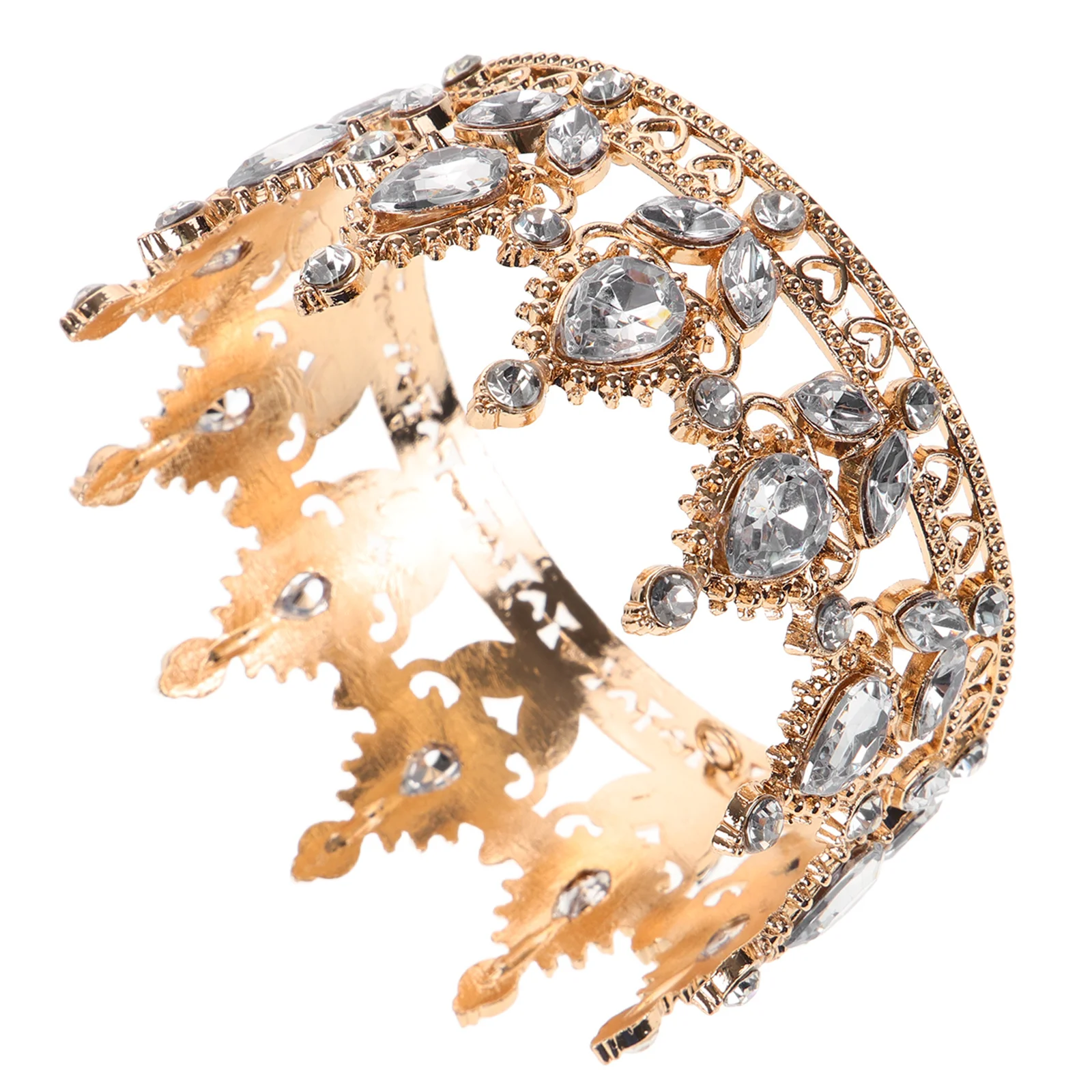 حجر الراين عقال للرأس على شكل تاج الباروك نمط تاج الزفاف لحفلات الزفاف حفلة موسيقية عيد ميلاد المرأة تاج إكسسوارات الشعر #4