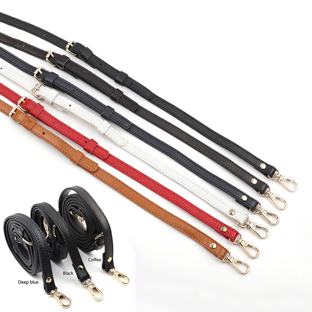 First Layer Leather Bag Strap Adjustable Crossbody Bag Strap 100-125cm Long Gold Buckle Hardware Replacment Bag Belt Accessories