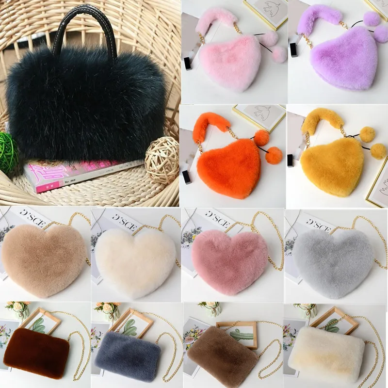 New Lady Girl Pretty Cute Faux Rabbit Fur Handbag Shoulder Messenger Bag Tote Fashion Women Long Fur Grass Handbag Messenger Bag