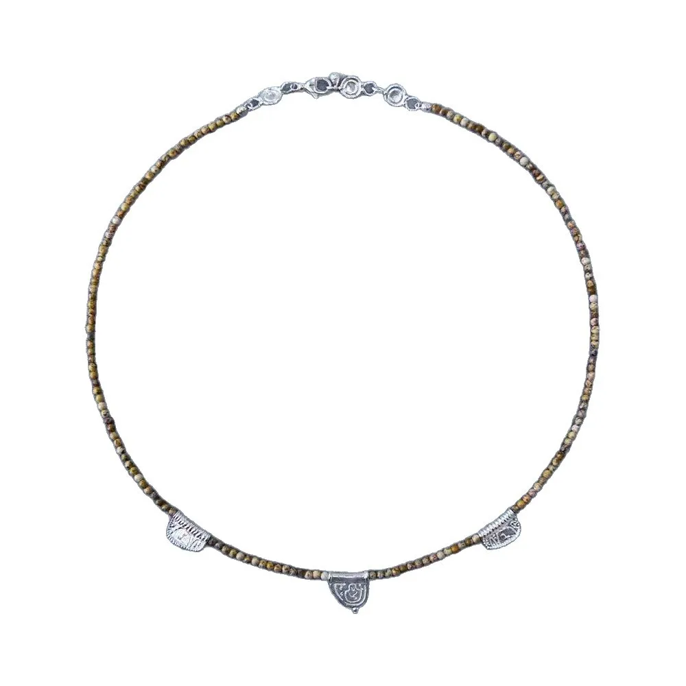 

25 Brass Electroplated Silver Braided Drawing Stone Necklace Niche High-end Braided Jewelry Set Literary Retro