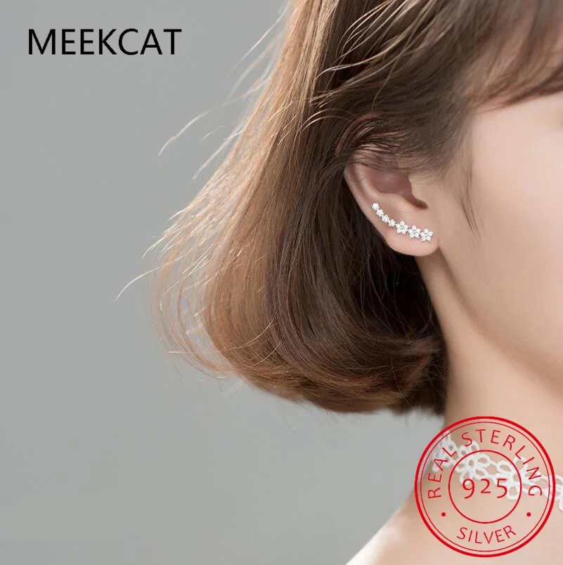 2023 New All Round Moissanite Earrings for Women 0.43ctw Climber Earrings Studs 925 Silver Certified Original Engagement Jewelry