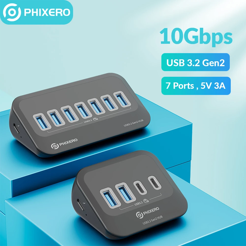 PHIXERO USB 3.2 Docking Station Hub 10Gbps Splitter Switch Dock Multi Port SD Card Socket Type C Gen2 for Surface PC Laptop 3.0