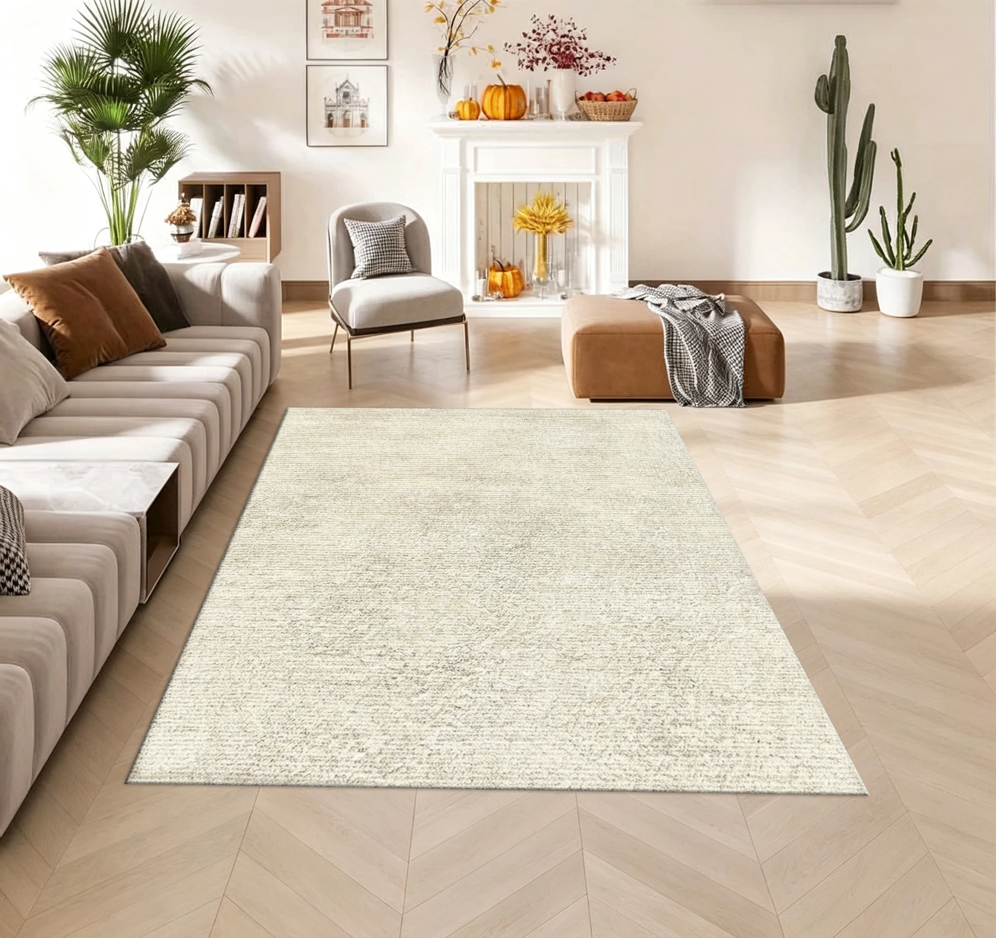 Off‑White Vintage Faded Texture Carpet Flooring Soft Practical Indoor Home Area Rug